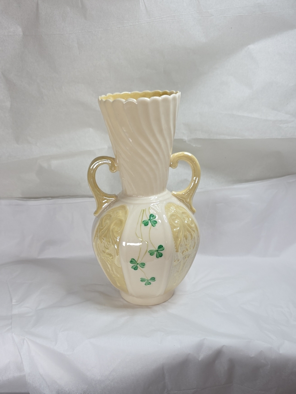 Vintage Belleek 2nd Green Mark Vase